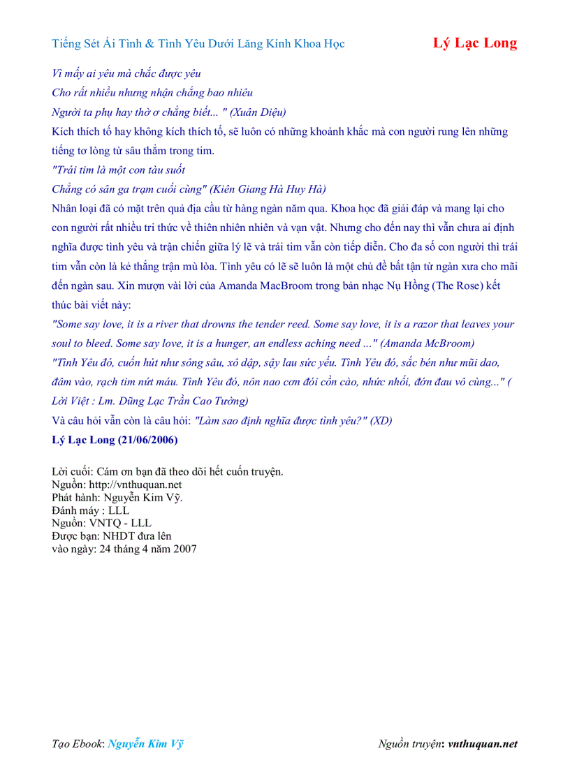 image for page Ebook Tiếng Sét Ái Tình Tình Yêu Dưới Lăng Kính Khoa Học Lý Lạc Long