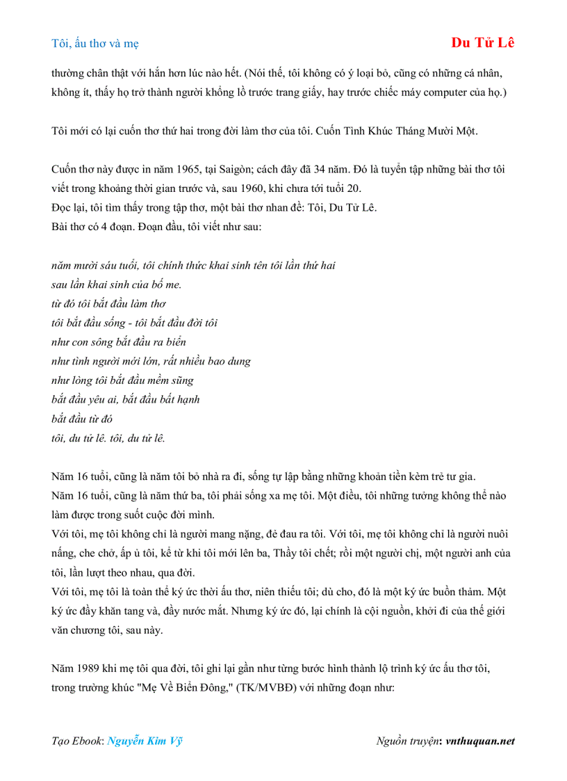 image for page Ebook Tôi ấu thơ và mẹ Du Tử Lê