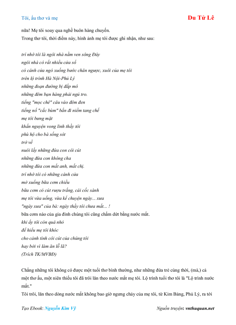 image for page Ebook Tôi ấu thơ và mẹ Du Tử Lê
