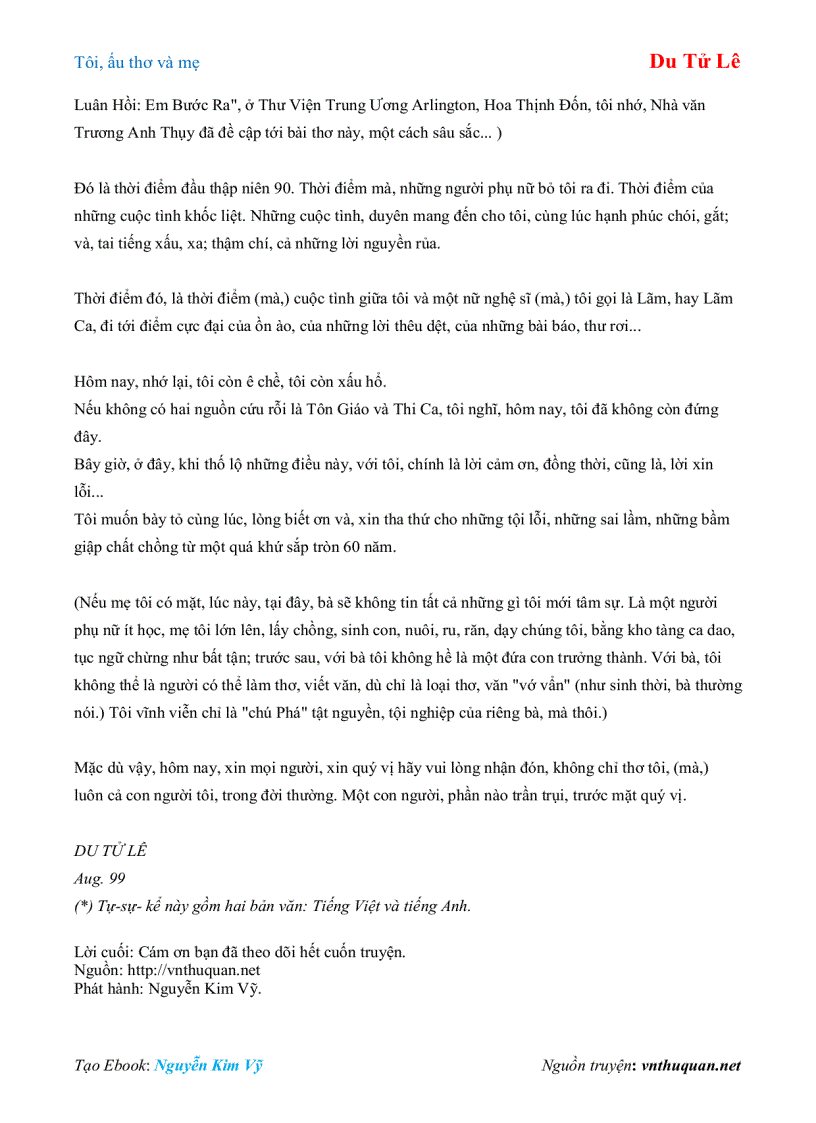 image for page Ebook Tôi ấu thơ và mẹ Du Tử Lê