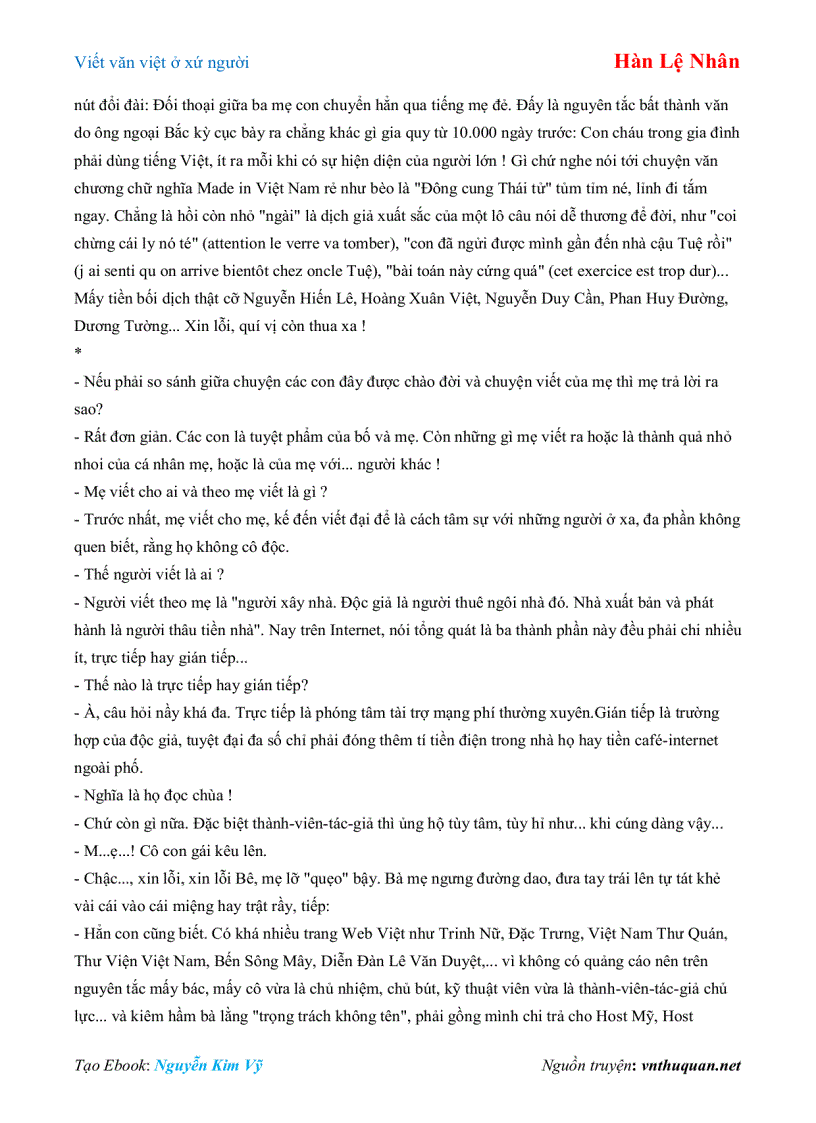 image for page Ebook Viết văn việt ở xứ người Hàn Lệ Nhân