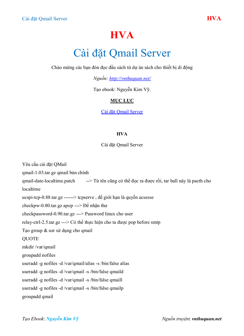 image for page Ebook Cài đặt Qmail Server HVA