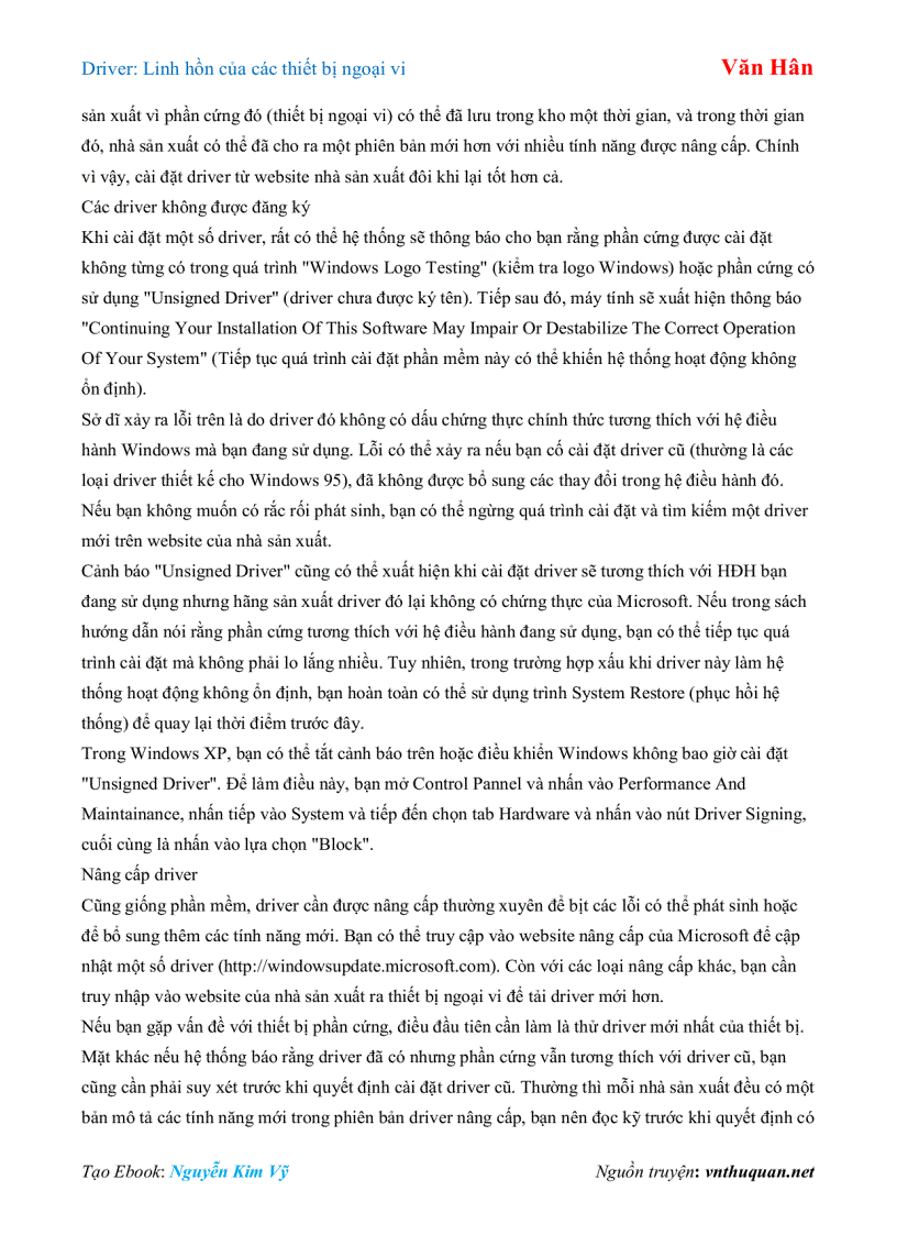 image for page Ebook Driver Linh hồn của các thiết bị ngoại vi Văn Hân
