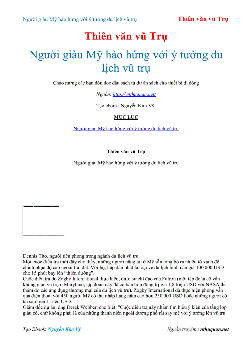 image for page Ebook Người giàu Mỹ hào hứng với ý tưởng du lịch vũ trụ Thiên văn vũ Trụ
