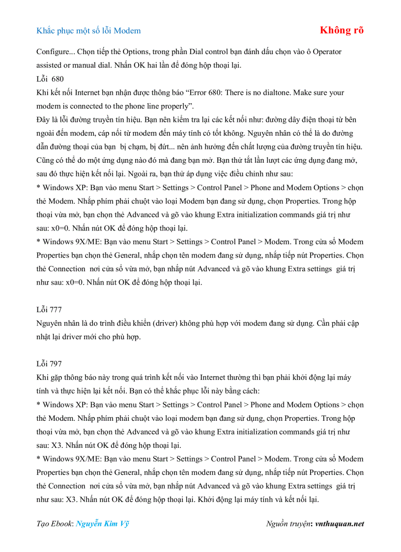 image for page Ebook Khắc phục một số lỗi Modem