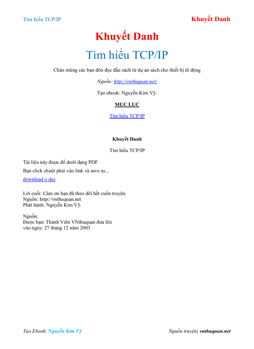 image for page Ebook Tìm hiểu TCP IP