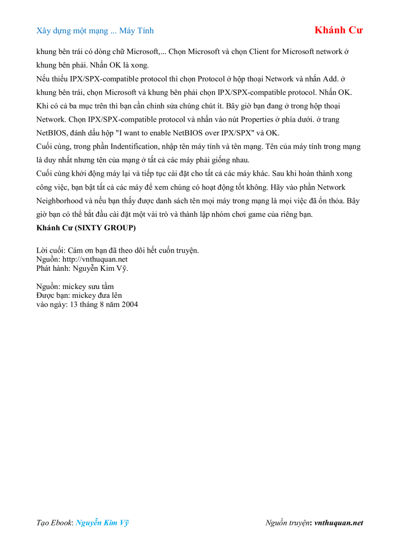 image for page Ebook Xây dựng một mạng Máy Tính Khánh Cư