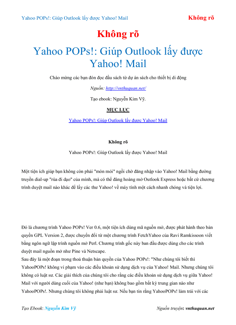 image for page Ebook Yahoo POPs Giúp Outlook lấy được Yahoo Mail