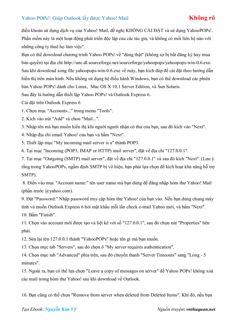 image for page Ebook Yahoo POPs Giúp Outlook lấy được Yahoo Mail