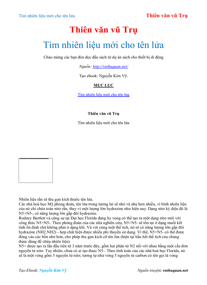 image for page Ebook Tìm nhiên liệu mới cho tên lửa Thiên văn vũ Trụ