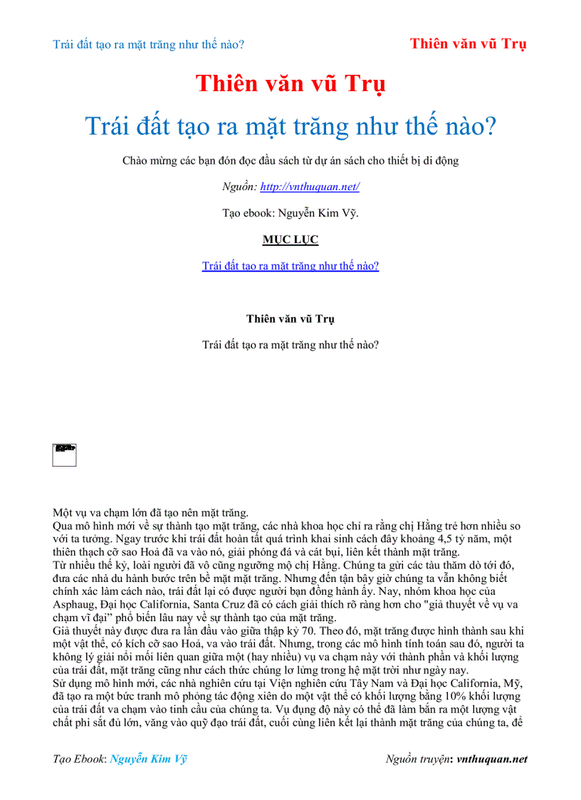 image for page Ebook Trái đất tạo ra mặt trăng như thế nào Thiên văn vũ Trụ