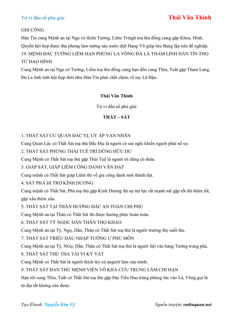 Ebook Tử Vi đẩu Số Phu Giải Thai Van Thinh