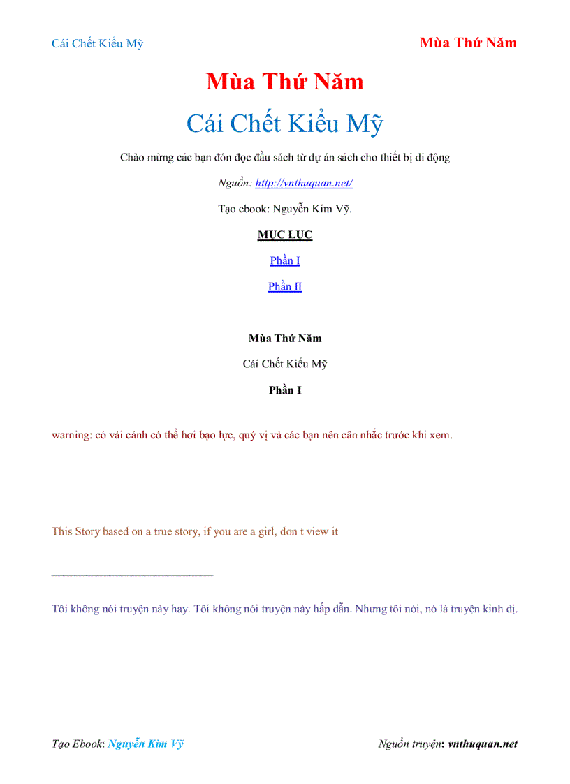 image for page Ebook Cái Chết Kiểu Mỹ Mùa Thứ Năm