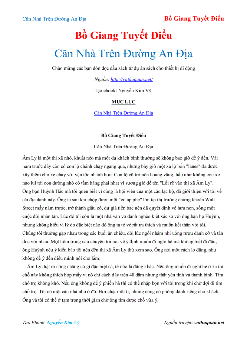 image for page Ebook Căn Nhà Trên Đường An Địa Bồ Giang Tuyết Điểu