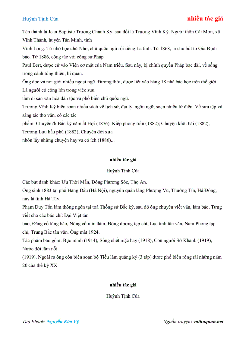 image for page Ebook Huỳnh Tịnh Của nhiều tác giả