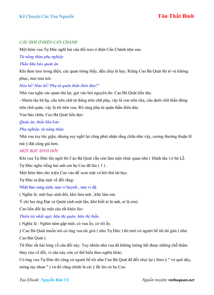 image for page Ebook Kể Chuyện Các Vua Nguyễn Tôn Thất Bình