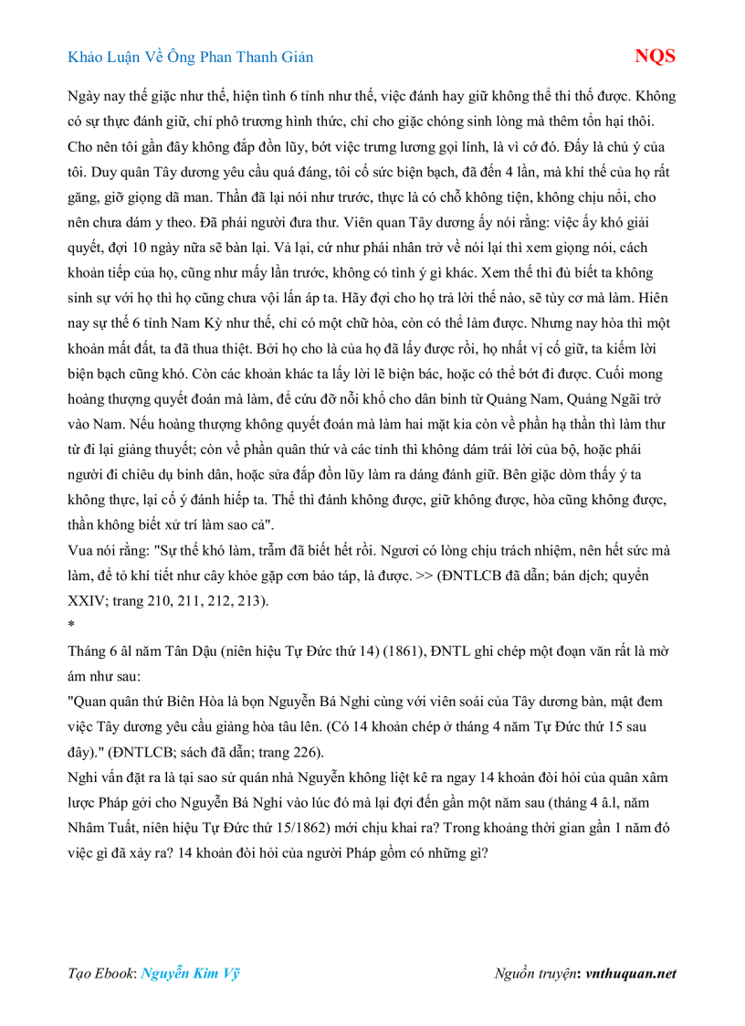 image for page Ebook Khảo Luận Về Ông Phan Thanh Giản NQS