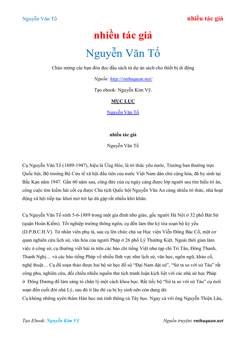 Ebook Nguyễn Văn Tố nhiều tác giả