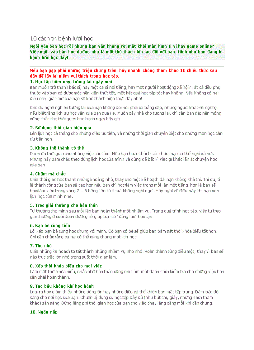 image for page 10 cách trị bệnh lười