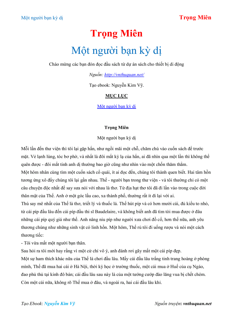 image for page Ebook Một người bạn kỳ dị Trọng Miên