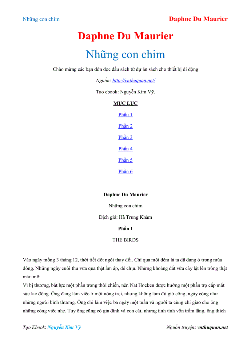 image for page Ebook Những con chim Daphne Du Maurier