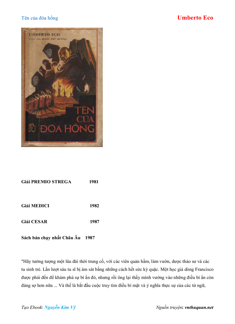 image for page Ebook Tên của đóa hồng Umberto Eco