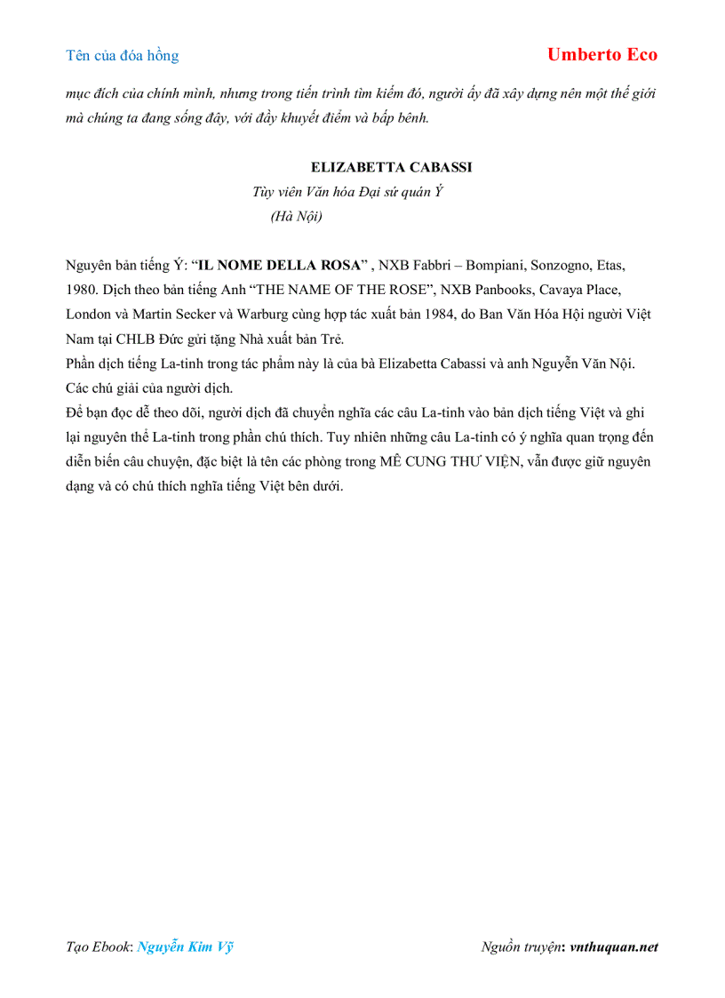 image for page Ebook Tên của đóa hồng Umberto Eco