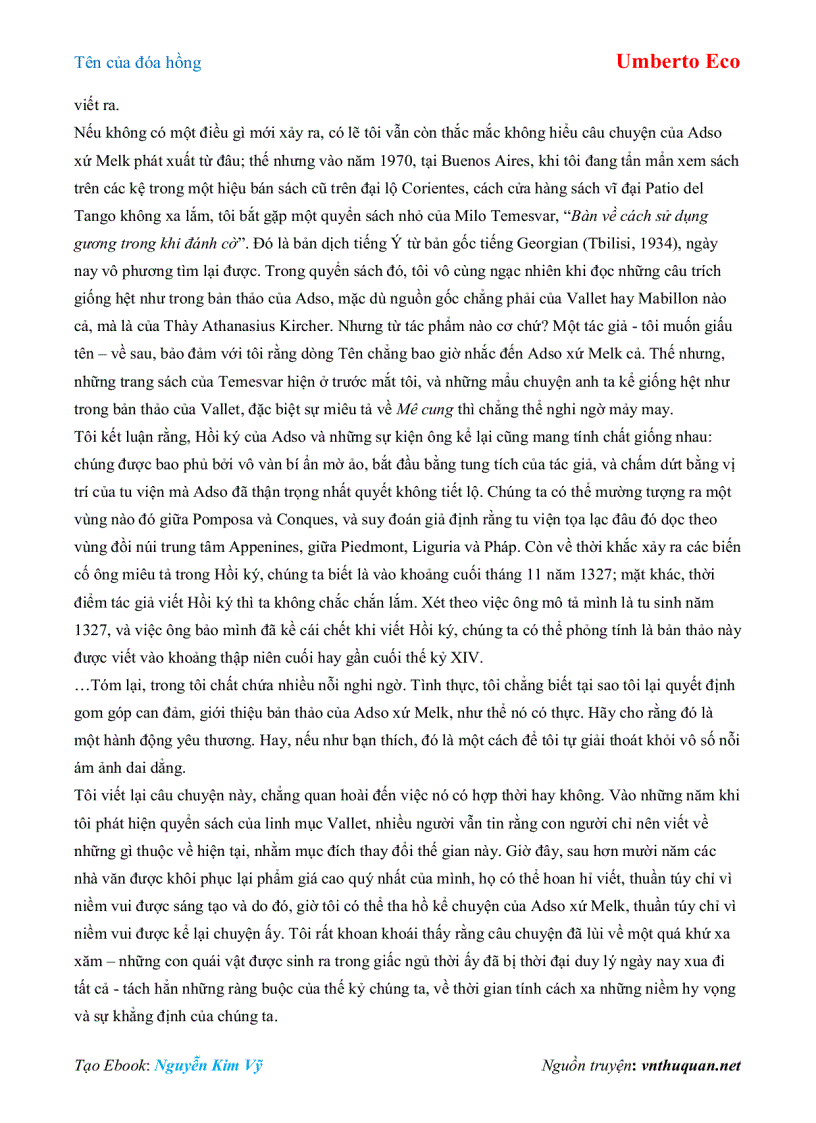 image for page Ebook Tên của đóa hồng Umberto Eco