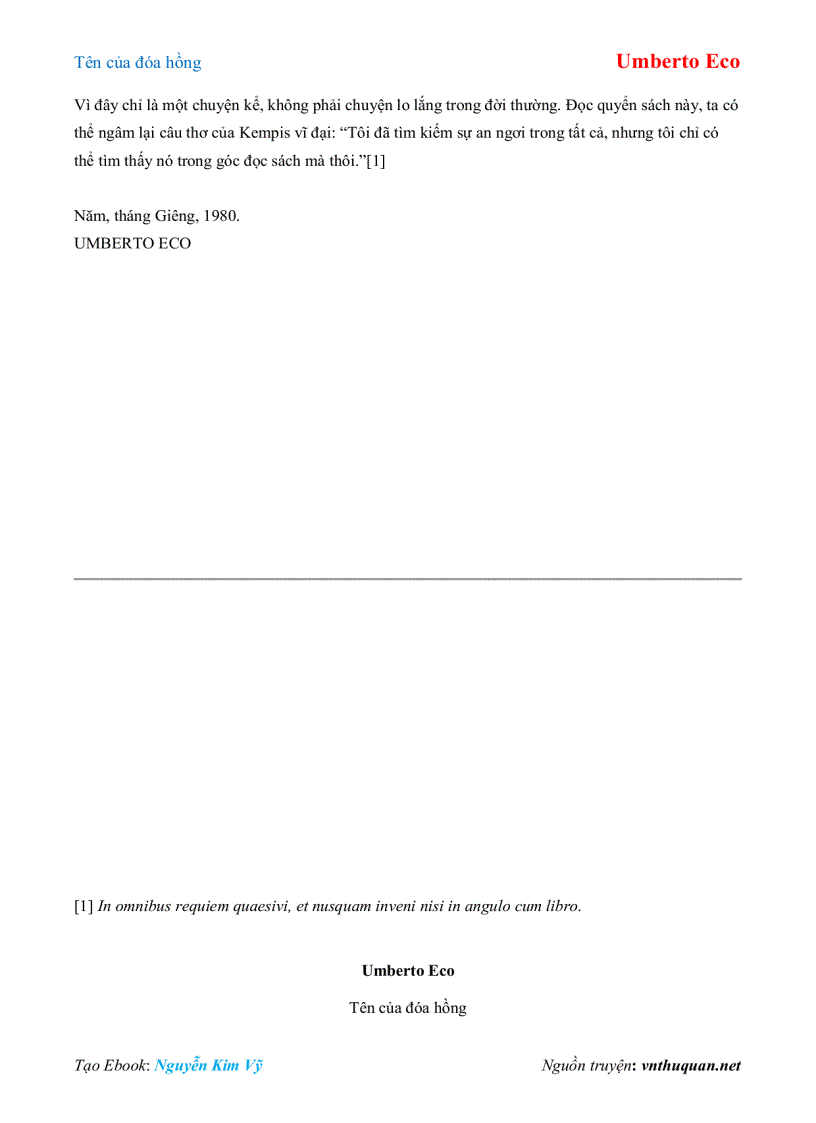 image for page Ebook Tên của đóa hồng Umberto Eco