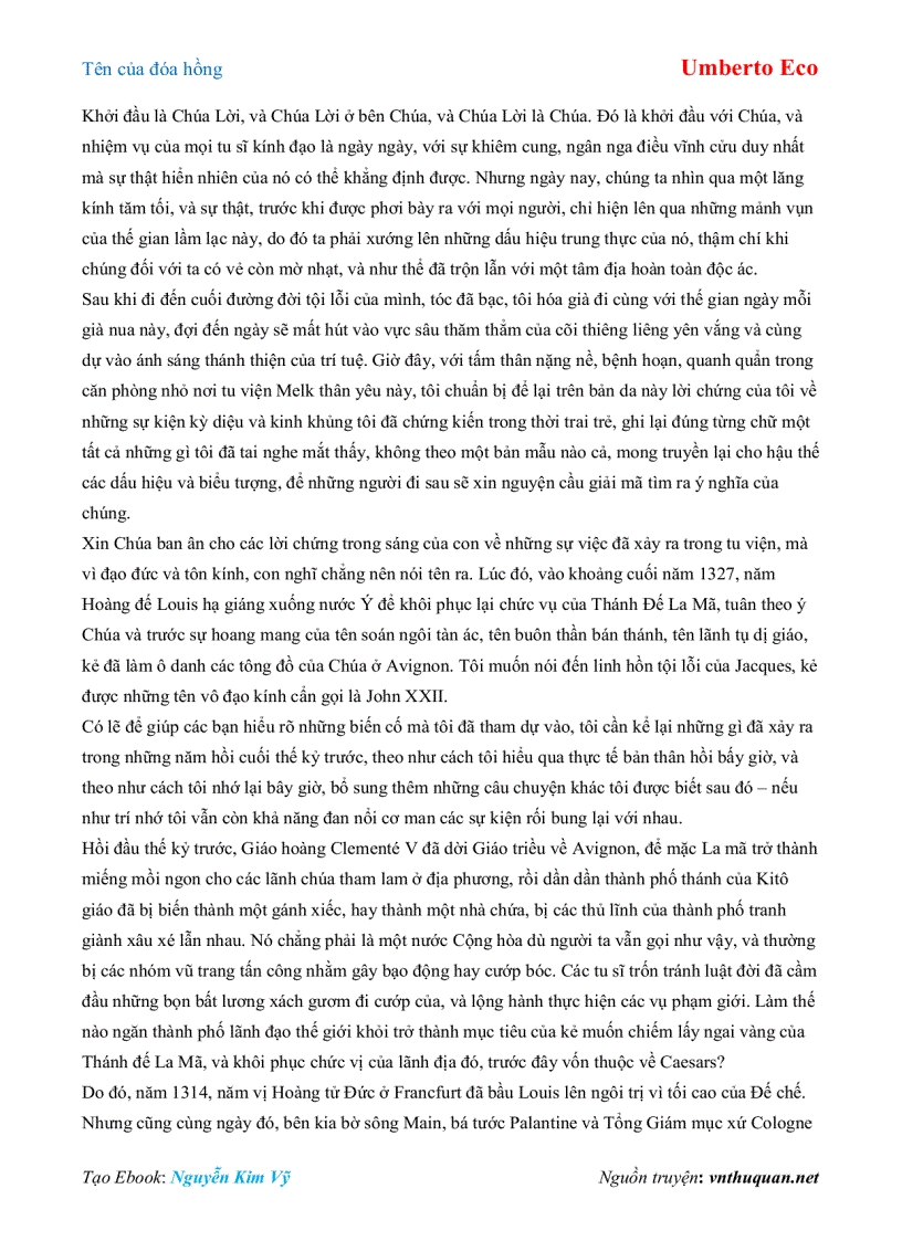 image for page Ebook Tên của đóa hồng Umberto Eco