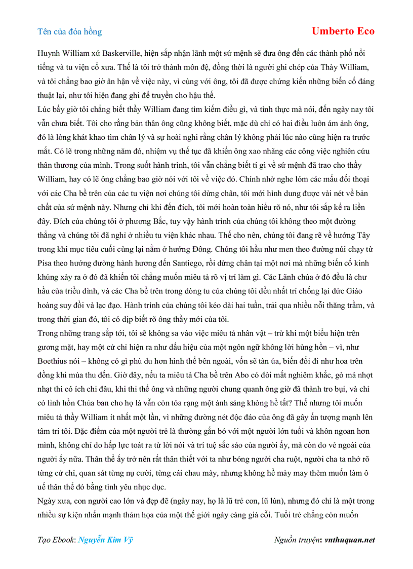 image for page Ebook Tên của đóa hồng Umberto Eco