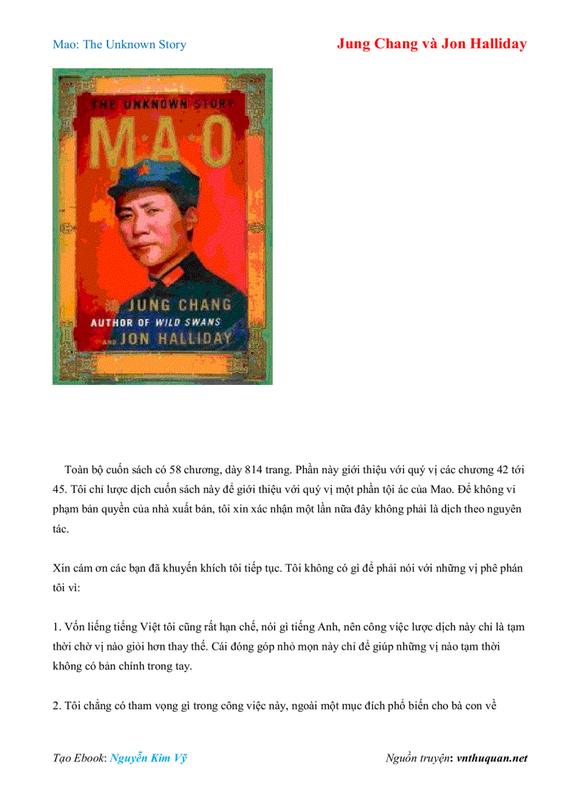 Ebook Mao The Unknown Story Jung Chang và Jon Halliday