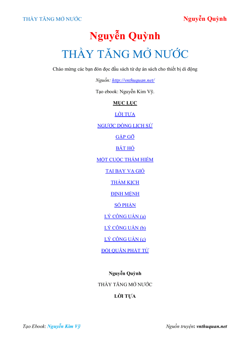 Ebook THẦY TĂNG MỞ NƯỚC Nguyễn Quỳnh