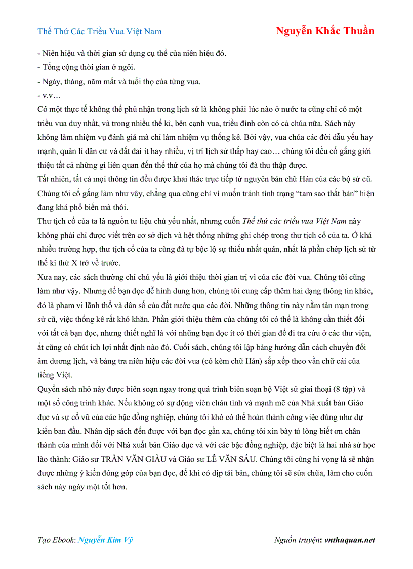 image for page Ebook Thế Thứ Các Triều Vua Việt Nam Nguyễn Khắc Thuần