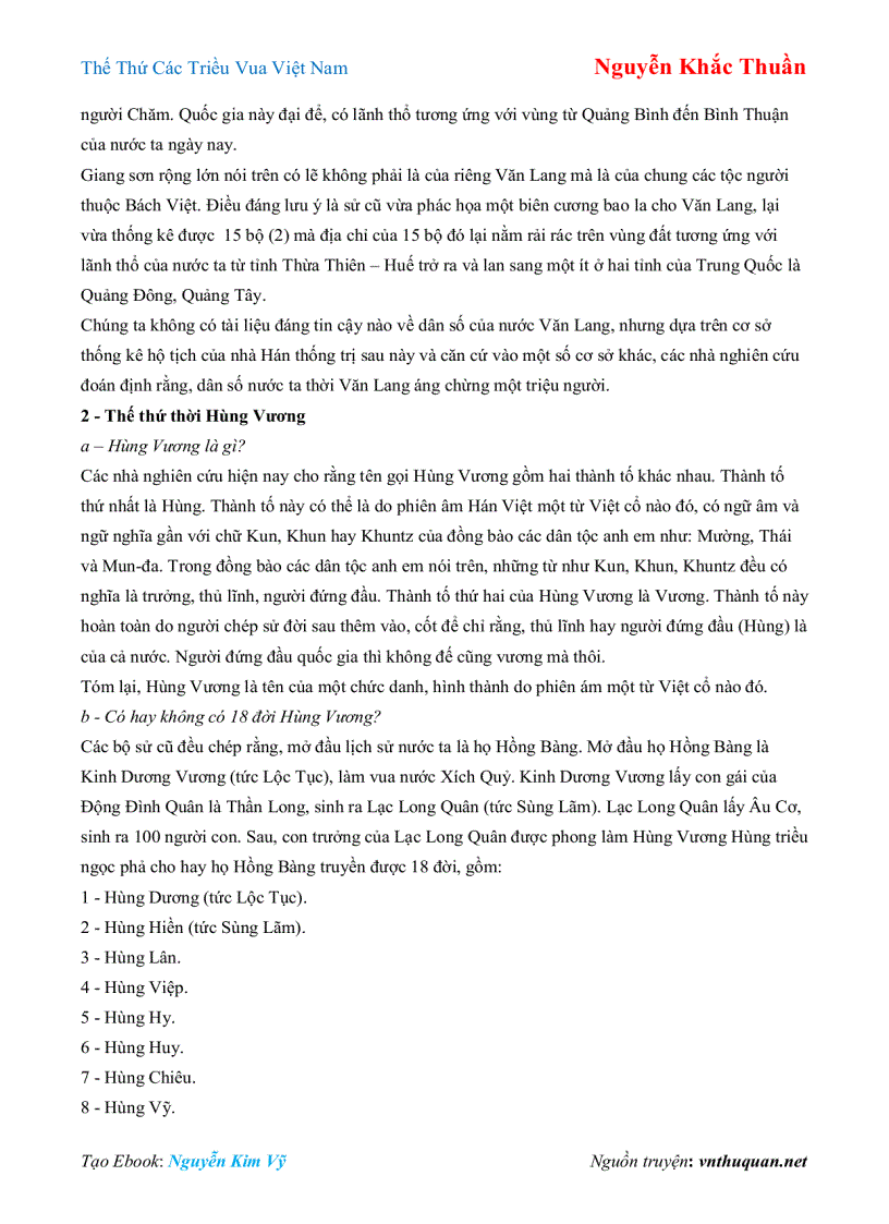 image for page Ebook Thế Thứ Các Triều Vua Việt Nam Nguyễn Khắc Thuần