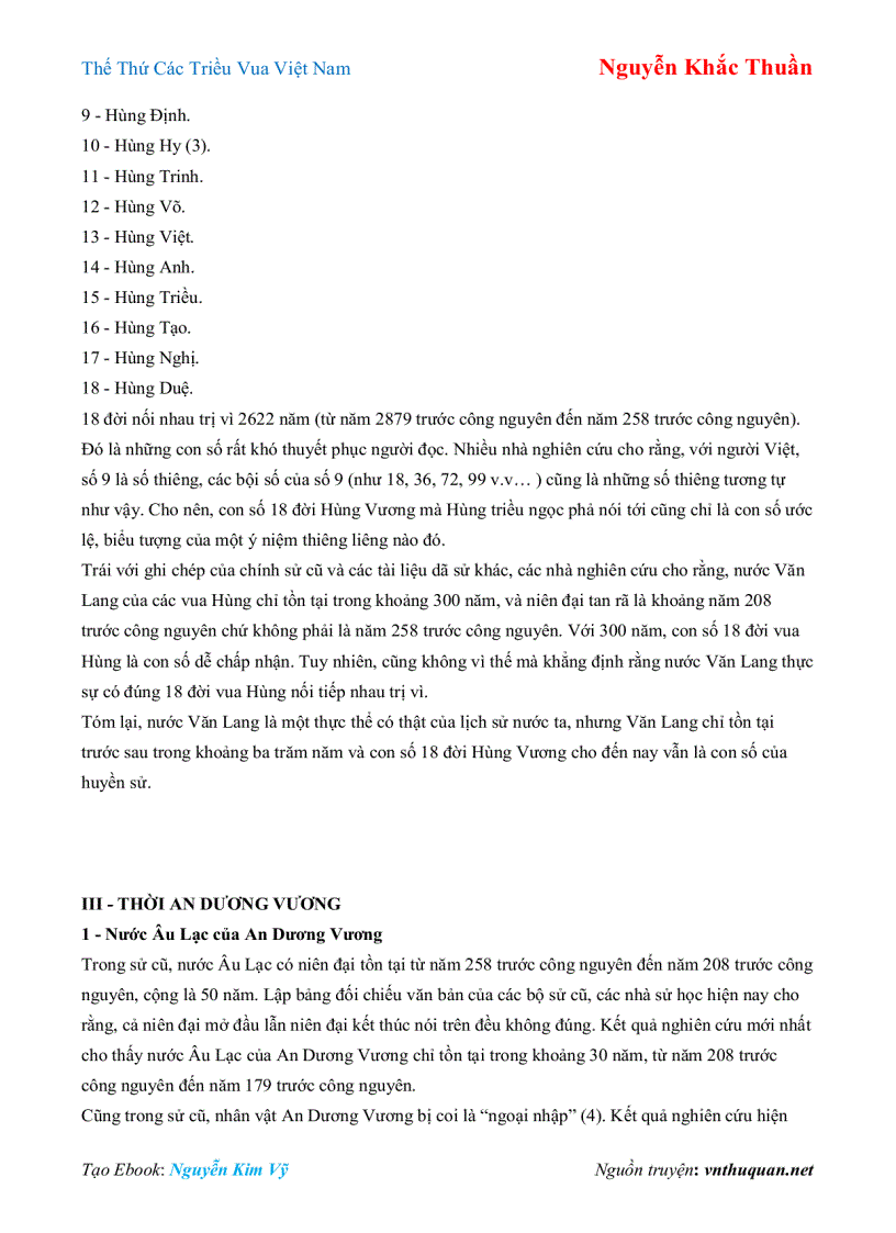 image for page Ebook Thế Thứ Các Triều Vua Việt Nam Nguyễn Khắc Thuần