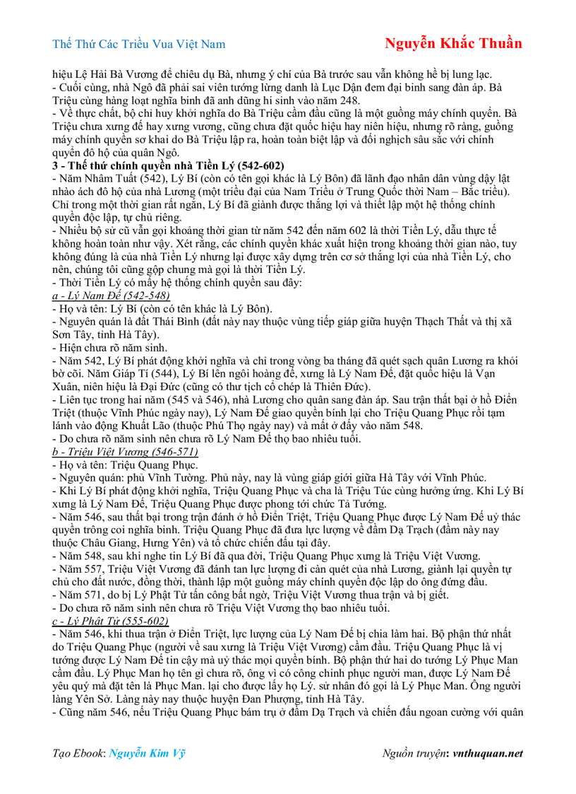 image for page Ebook Thế Thứ Các Triều Vua Việt Nam Nguyễn Khắc Thuần