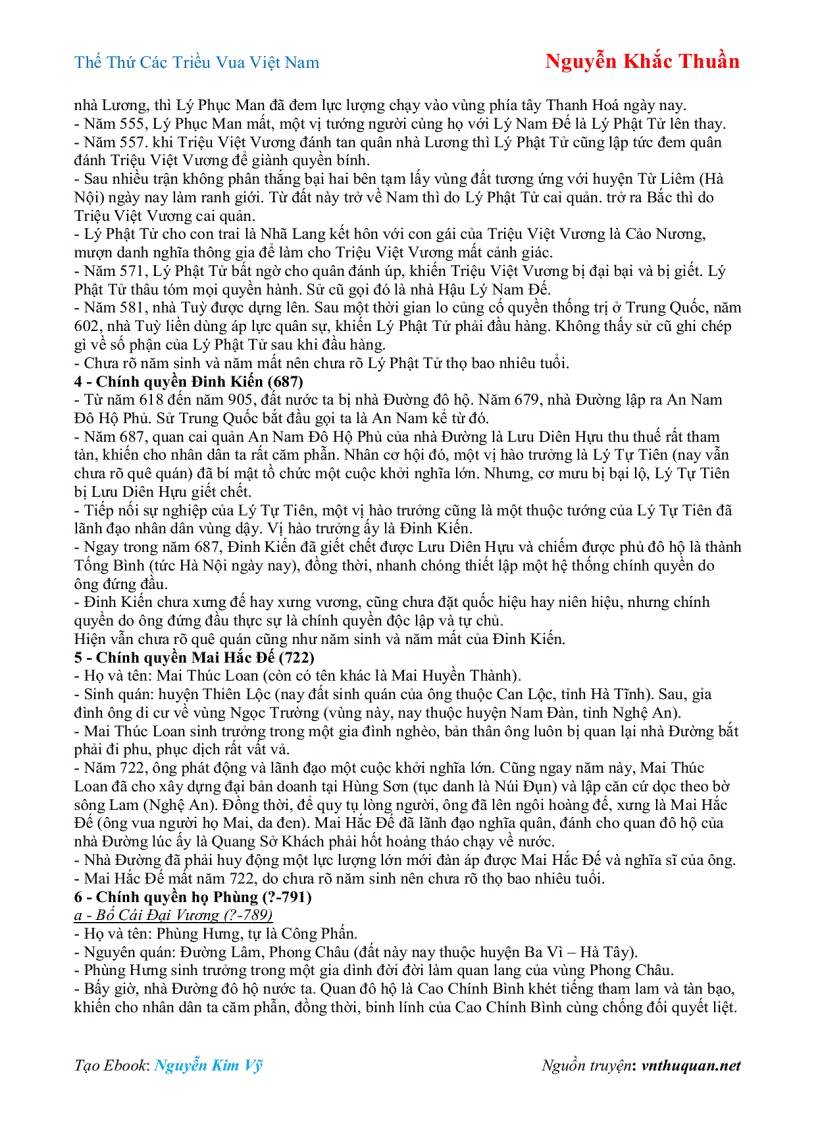 image for page Ebook Thế Thứ Các Triều Vua Việt Nam Nguyễn Khắc Thuần