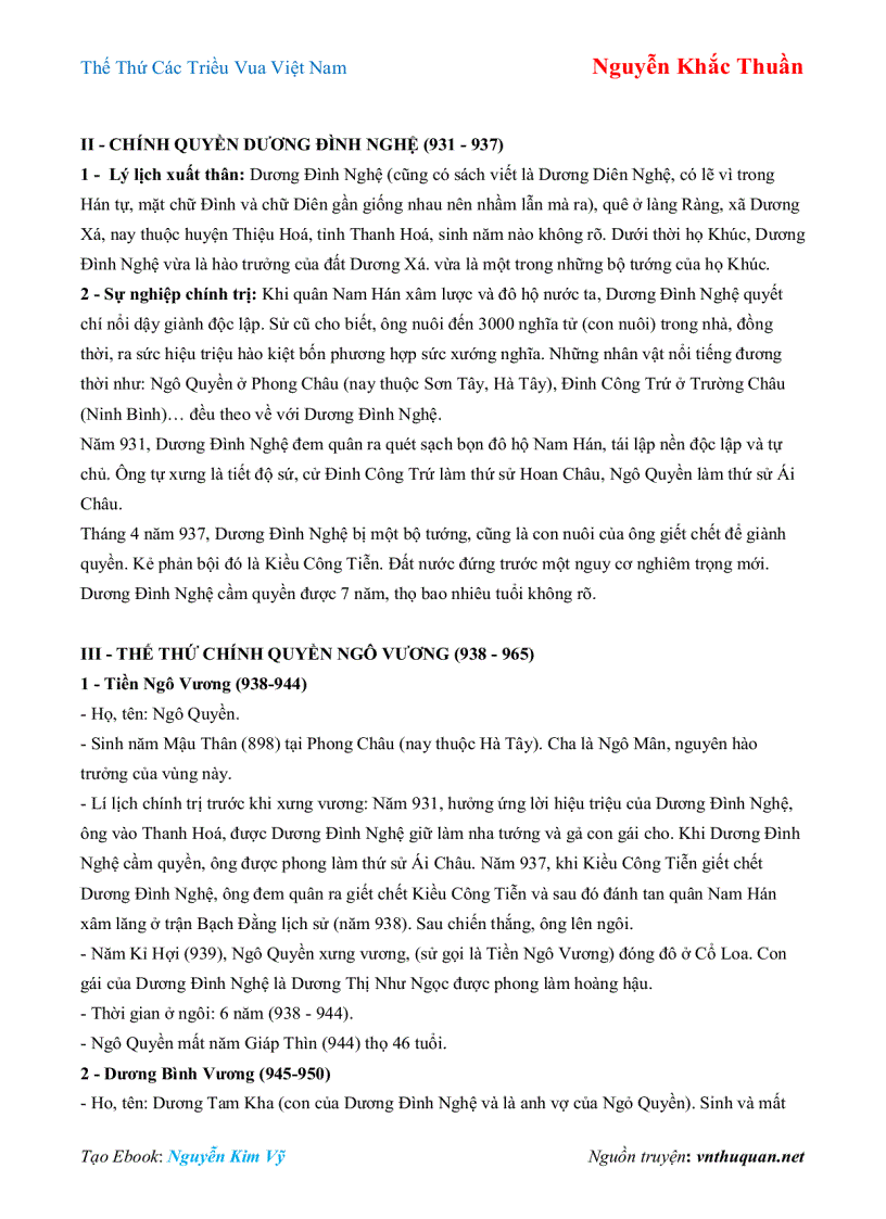 image for page Ebook Thế Thứ Các Triều Vua Việt Nam Nguyễn Khắc Thuần