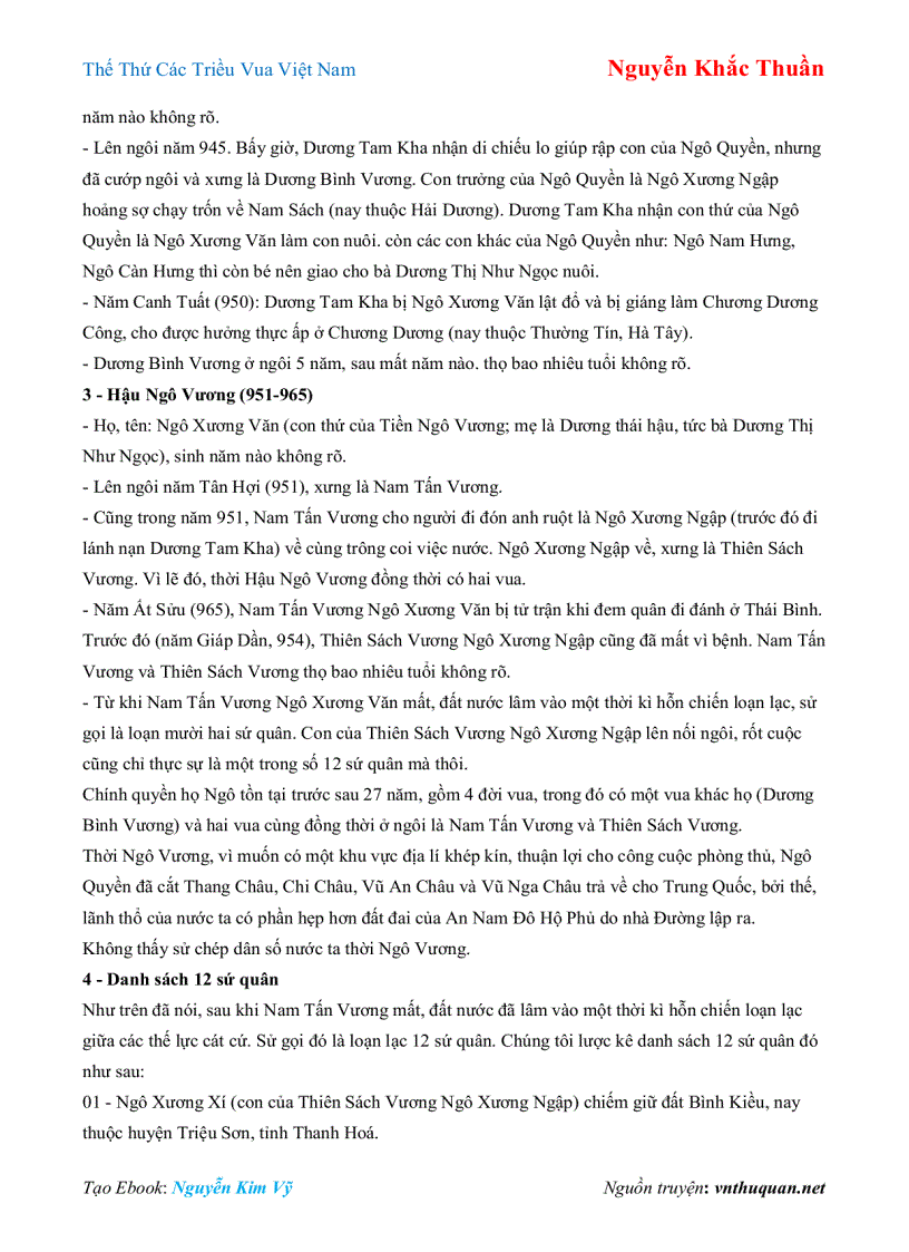 image for page Ebook Thế Thứ Các Triều Vua Việt Nam Nguyễn Khắc Thuần