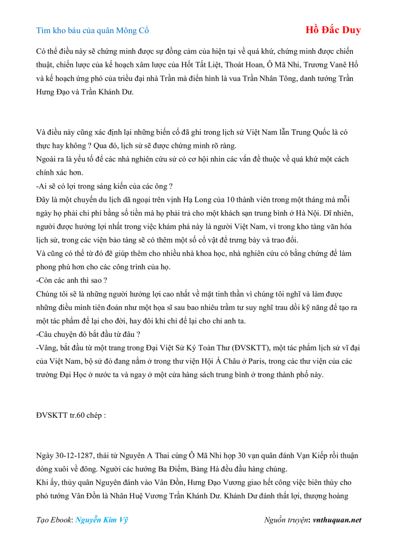 image for page Ebook Tìm kho báu của quân Mông Cổ Hồ Đắc Duy