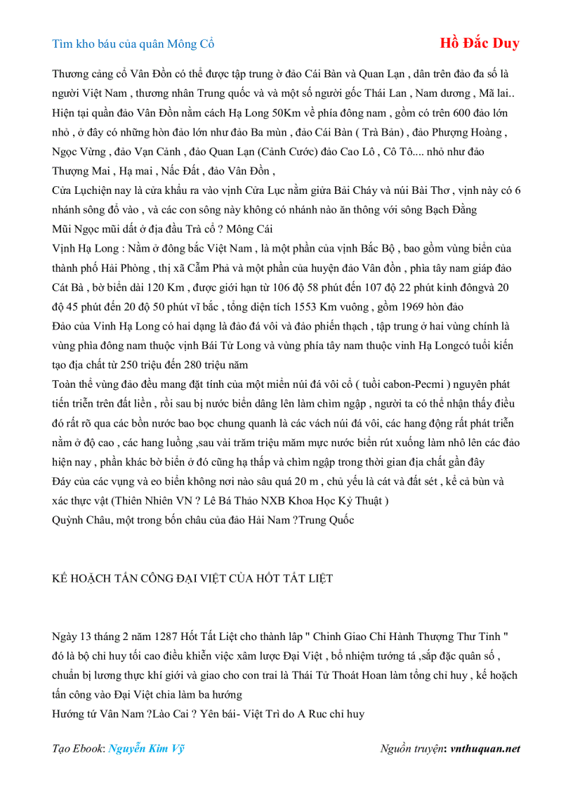 image for page Ebook Tìm kho báu của quân Mông Cổ Hồ Đắc Duy