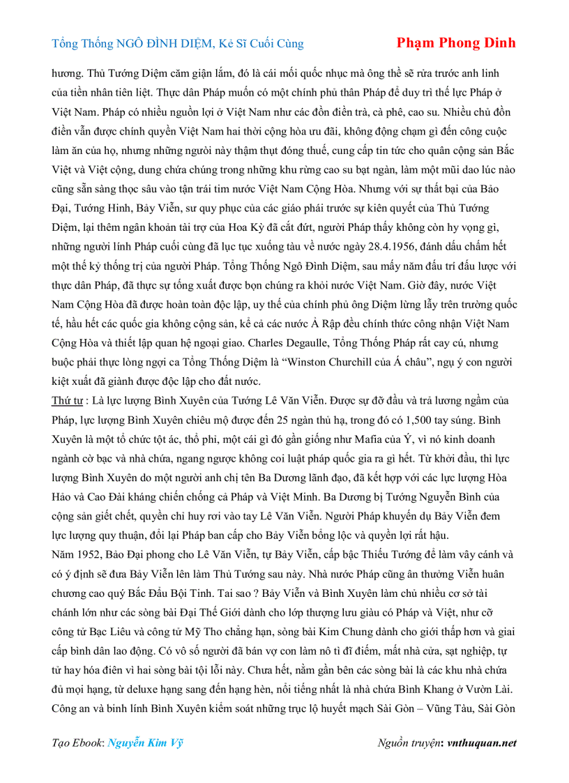 image for page Ebook Tổng Thống NGÔ ĐÌNH DIỆM Kẻ Sĩ Cuối Cùng Phạm Phong Dinh