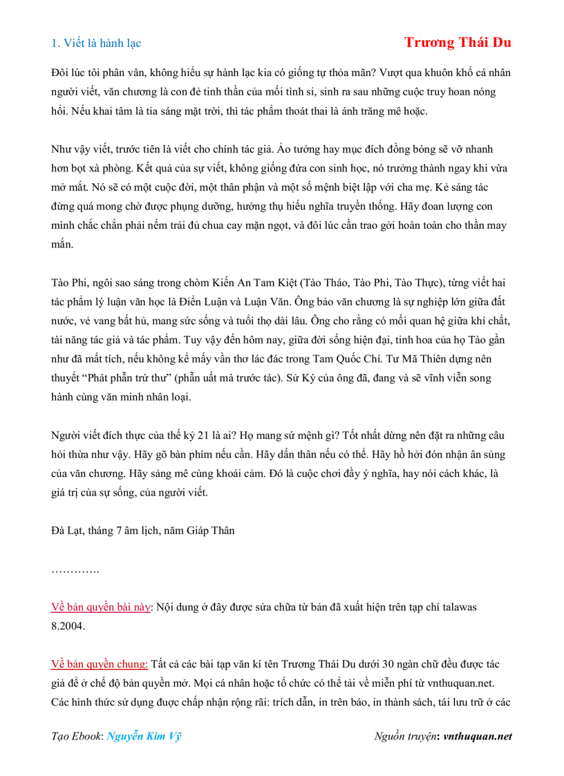 image for page Ebook Viết là hành lạc Trương Thái Du