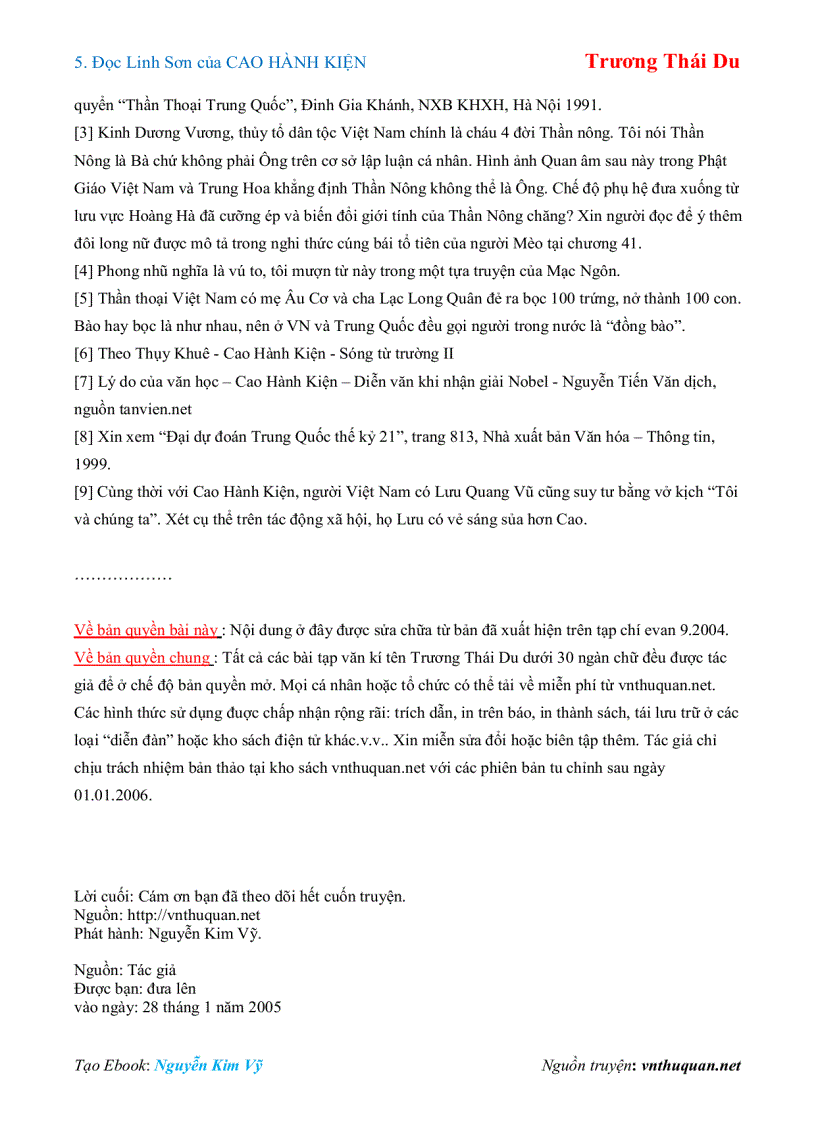 image for page Ebook Đọc Linh Sơn của CAO HÀNH KIỆN Trương Thái Du