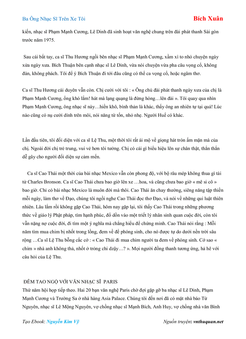 image for page Ebook Ba Ông Nhạc Sĩ Trên Xe Tôi Bích Xuân