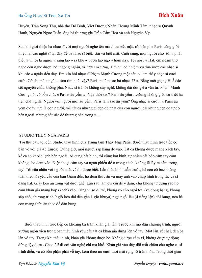 image for page Ebook Ba Ông Nhạc Sĩ Trên Xe Tôi Bích Xuân