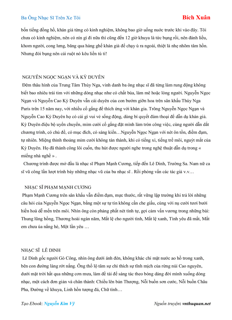 image for page Ebook Ba Ông Nhạc Sĩ Trên Xe Tôi Bích Xuân