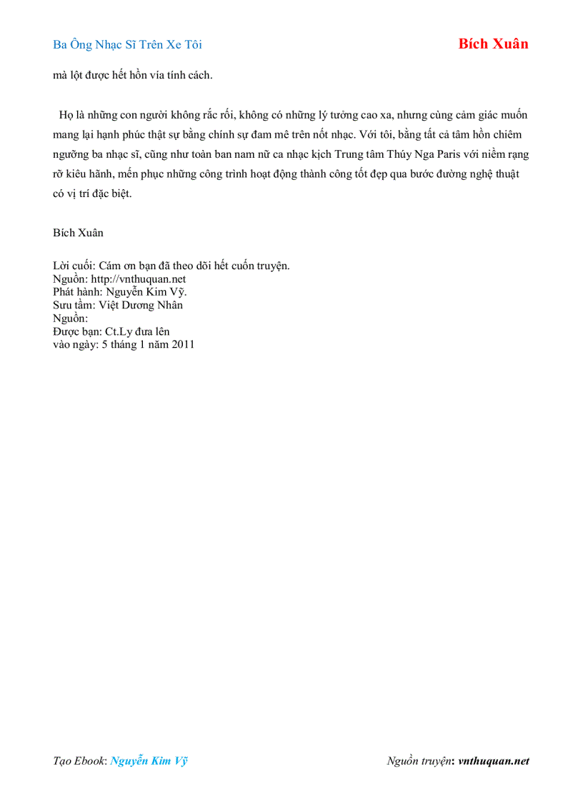 image for page Ebook Ba Ông Nhạc Sĩ Trên Xe Tôi Bích Xuân