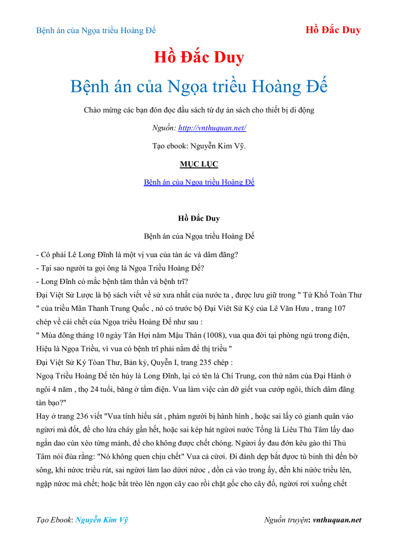 image for page Ebook Bệnh án của Ngọa triều Hoàng Đế Hồ Đắc Duy